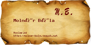 Molnár Béla névjegykártya